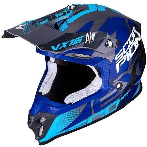 Шлем кроссовый SCORPION EXO VX-16 AIR ALBION matt silver/blue
