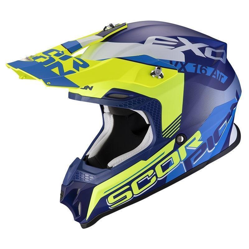 Шлем кроссовый SCORPION EXO VX-16 AIR ARHUS pearl/blue neon/red