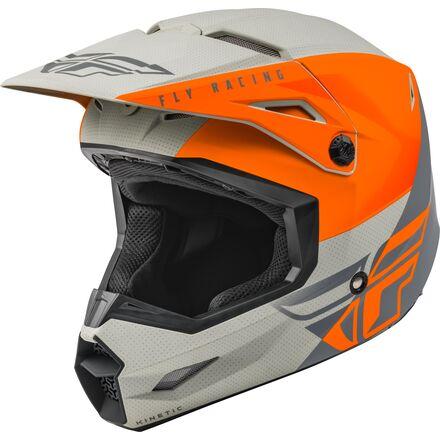 Шлем кроссовый детский FLY RACING KINETIC STRAIGHT EDGE оранжевый/серый матовый (2021)